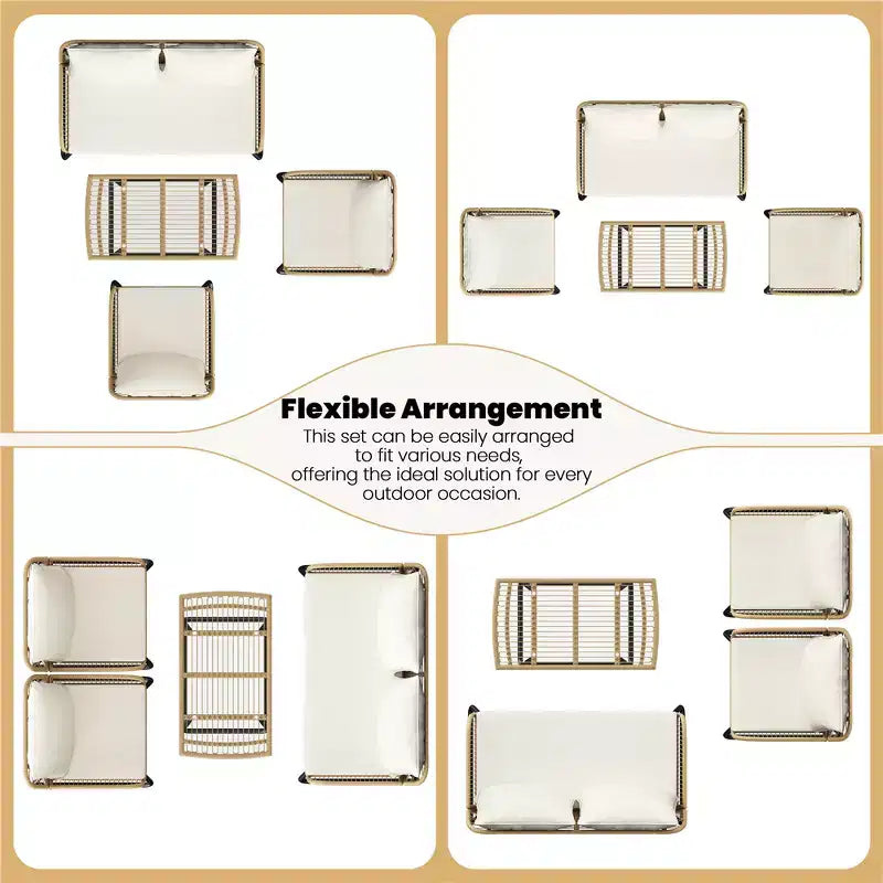 Yaheetech Ensemble de conversation de mobilier de patio 4 pièces avec coussins et oreillers pour balcon, jardin