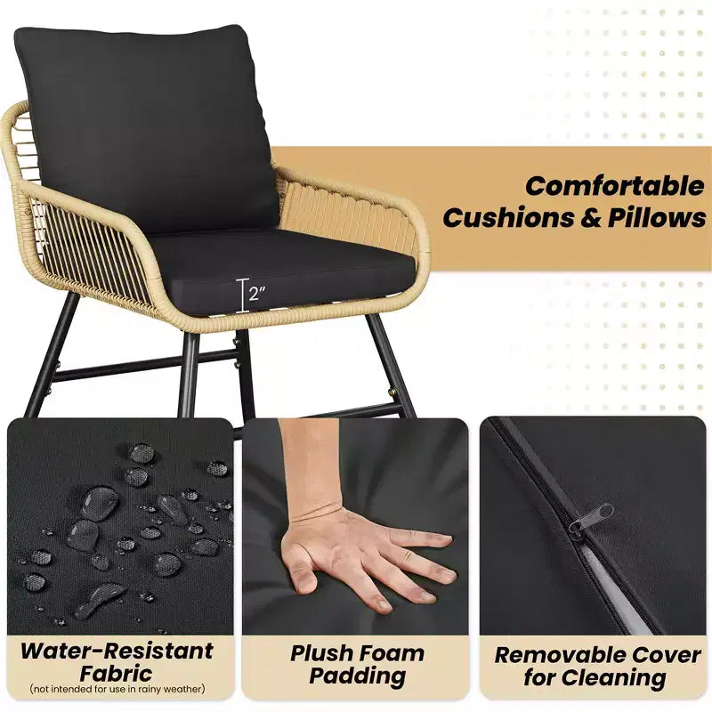 Yaheetech Salon de Jardin 4 Pièces avec Coussins et Oreillers pour Balcon, Jardin