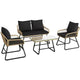 Yaheetech Set of 4 Patio Furniture Conversation Set with Cushions & Pillows for Balcony, Garden