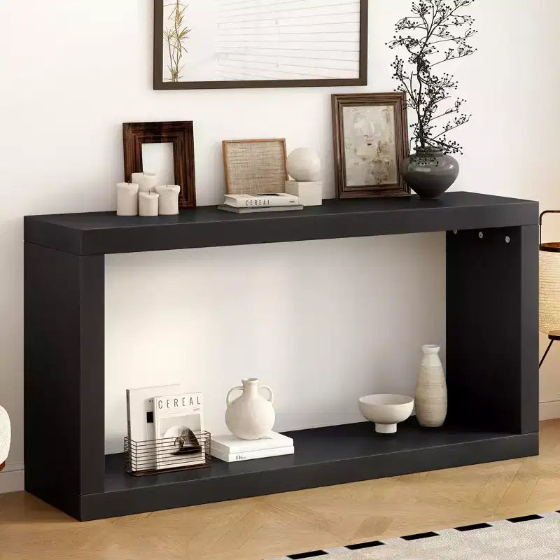 Table console moderne minimaliste, table d'entrée à rangement ouvert, table console étroite en MDF et pin pour salon - ModernLuxe