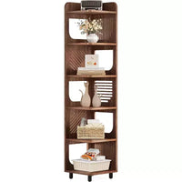 Lantine 6-Tier Corner Bookshelf, 71-Inch Rustic Tall Bookcase for Living Room, Bedroom, Office