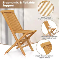 Costway Ensemble bistro de terrasse pliant 3 pièces en bois de teck, ensemble de mobilier table ronde et chaises