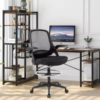 Chaise de bureau haute BestMassage avec dossier en maille respirante et soutien lombaire, noire