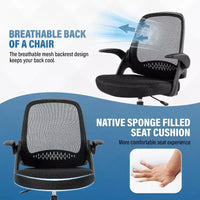 Chaise de bureau haute BestMassage avec dossier en maille respirante et soutien lombaire, noire