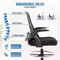 Chaise de bureau haute BestMassage avec dossier en maille respirante et soutien lombaire, noire