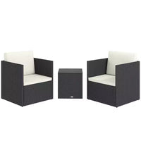 Outsunny Ensemble de 3 Meubles de Patio, Salon de Jardin Pliant en Rotin avec Coussins et Table Basse en Verre, Montage Facile pour Porche, Balcon, Noir
