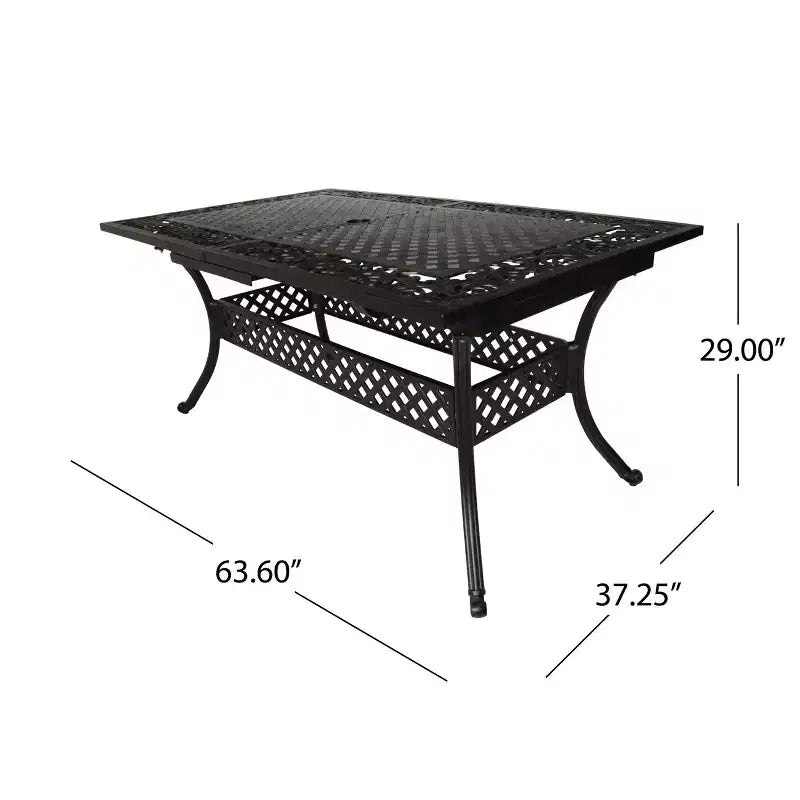 Table à manger extensible en fonte d'aluminium Christopher Knight Home McMillan pour l'extérieur, 81 po, cuivre brillant
