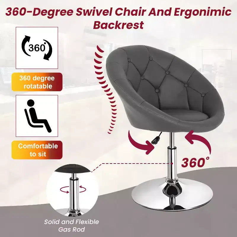 Chaise de coiffeuse BestMassage moderne pivotante de maquillage avec hauteur réglable, fauteuil d'appoint