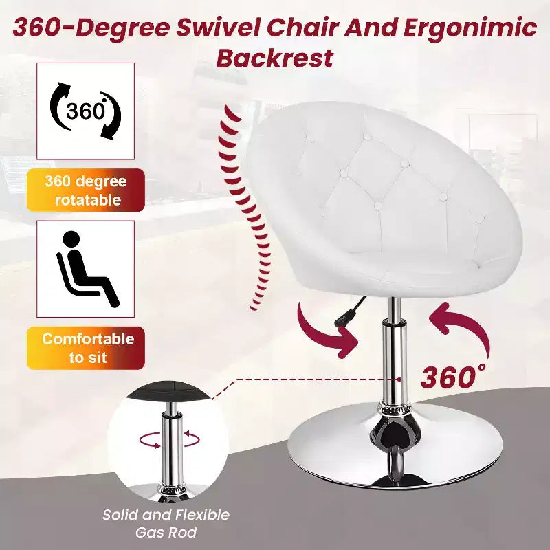Chaise de coiffeuse BestMassage moderne pivotante de maquillage avec hauteur réglable, fauteuil d'appoint