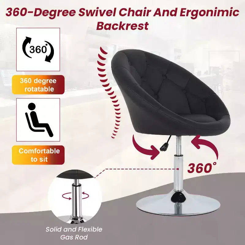 Chaise de coiffeuse BestMassage moderne pivotante de maquillage avec hauteur réglable, fauteuil d'appoint