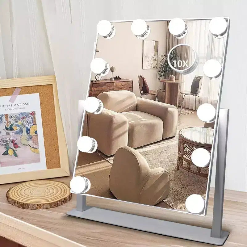 Miroir de courtoisie Slimoon Hollywood avec 12 lumières LED à intensité variable, blanc