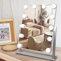 Miroir de courtoisie Slimoon Hollywood avec 12 lumières LED à intensité variable, blanc
