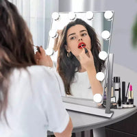Miroir de courtoisie Slimoon Hollywood avec 12 lumières LED à intensité variable, blanc