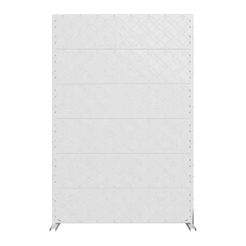 Bac à plantes en métal blanc Dovelina 72 H 47 l po avec treillis brise-vue pour terrasse de café, jardin et balcons