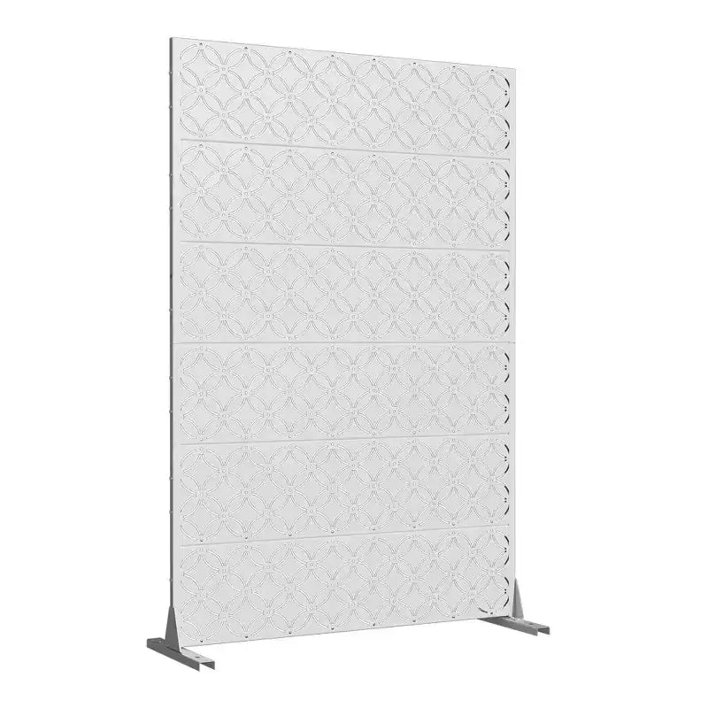 Bac à plantes en métal blanc Dovelina 72 H 47 l po avec treillis brise-vue pour terrasse de café, jardin et balcons