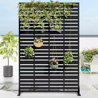 72 H47W Jardinière noire en métal Dovelina avec treillis brise-vue pour patio de café, jardin et balcons