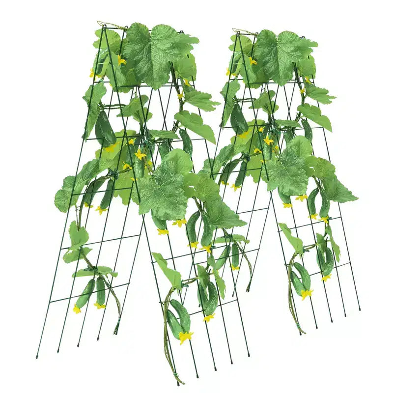 VEVOR Treillis à Concombres pour Plantes Grimpantes, Treillis Pliable 99 x 81 cm pour Concombres avec Attaches Torsadées, Treillis de Jardin en Métal pour Carré Potager