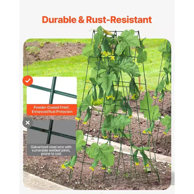 VEVOR Treillis à Concombres pour Plantes Grimpantes, Treillis Pliable 99 x 81 cm pour Concombres avec Attaches Torsadées, Treillis de Jardin en Métal pour Carré Potager