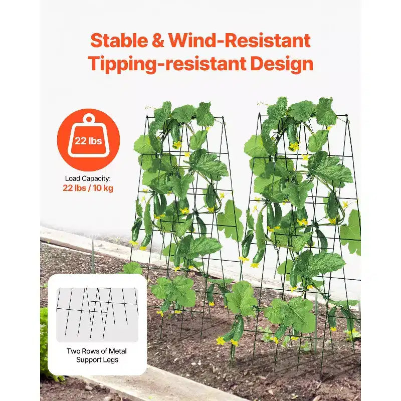 VEVOR Treillis à Concombres pour Plantes Grimpantes, Treillis Pliable 99 x 81 cm pour Concombres avec Attaches Torsadées, Treillis de Jardin en Métal pour Carré Potager