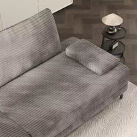 Canapé d'angle ATJafurn 295 cm en velours côtelé gris surdimensionné, 4 places, modulable, sans accoudoirs, avec oreillers amovibles pour le salon