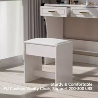 Homesflex Coiffeuse Moderne Blanche avec Lumières Réglables, Miroir et Rangement - Ensemble Complet avec Tiroirs, Étagères et Tabouret