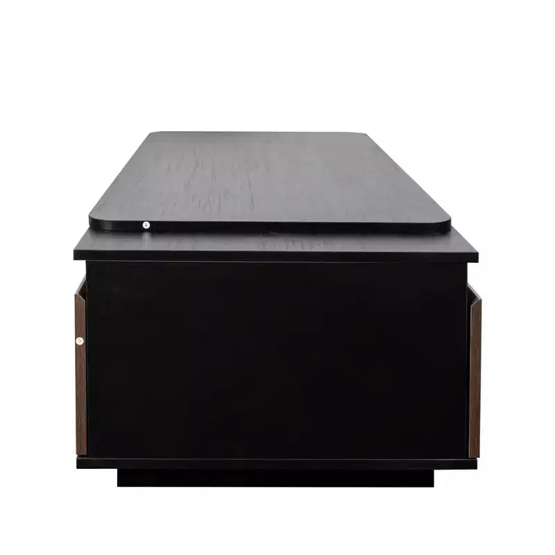 Table basse extensible, table de cocktail réglable en bois, table centrale, table d'appoint avec 2 tiroirs de rangement, noir+brun noyer - ModernLuxe