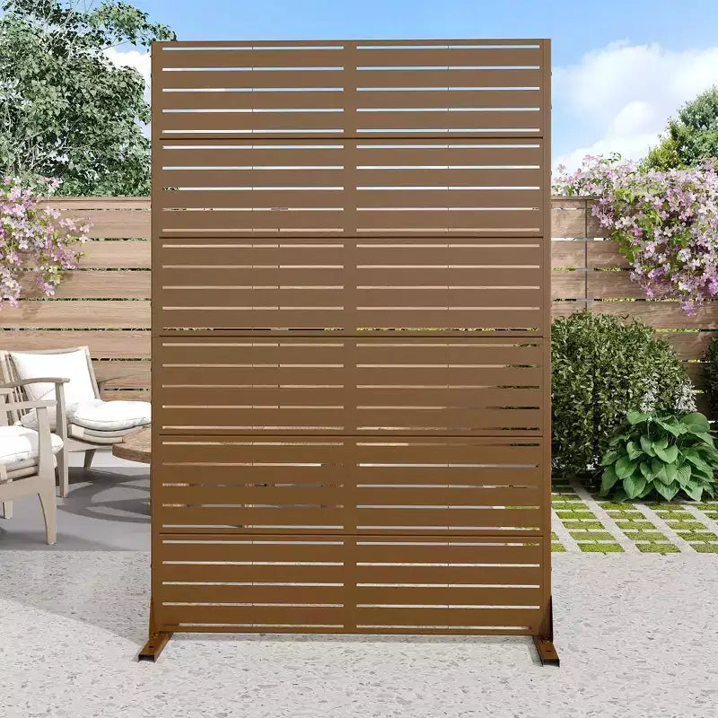 PexFix Écran d'intimité d'extérieur rectangulaire 72 in. x 47 in. en panneau d'acier galvanisé, séparateur, Marron