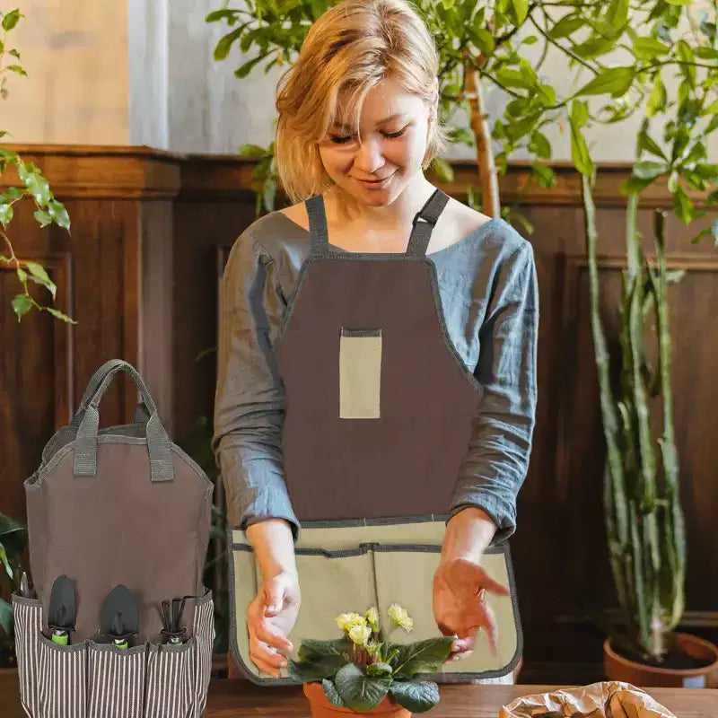 Unique Bargains Sac à outils de jardin polyvalent en tissu Oxford avec tablier, 1 ensemble