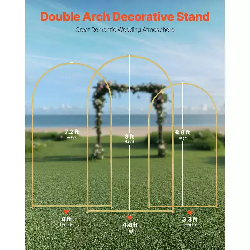 VEVOR Support de toile de fond arche de mariage, lot de 3, support métallique stable avec valise, connexion et conception de barre transversale de châssis