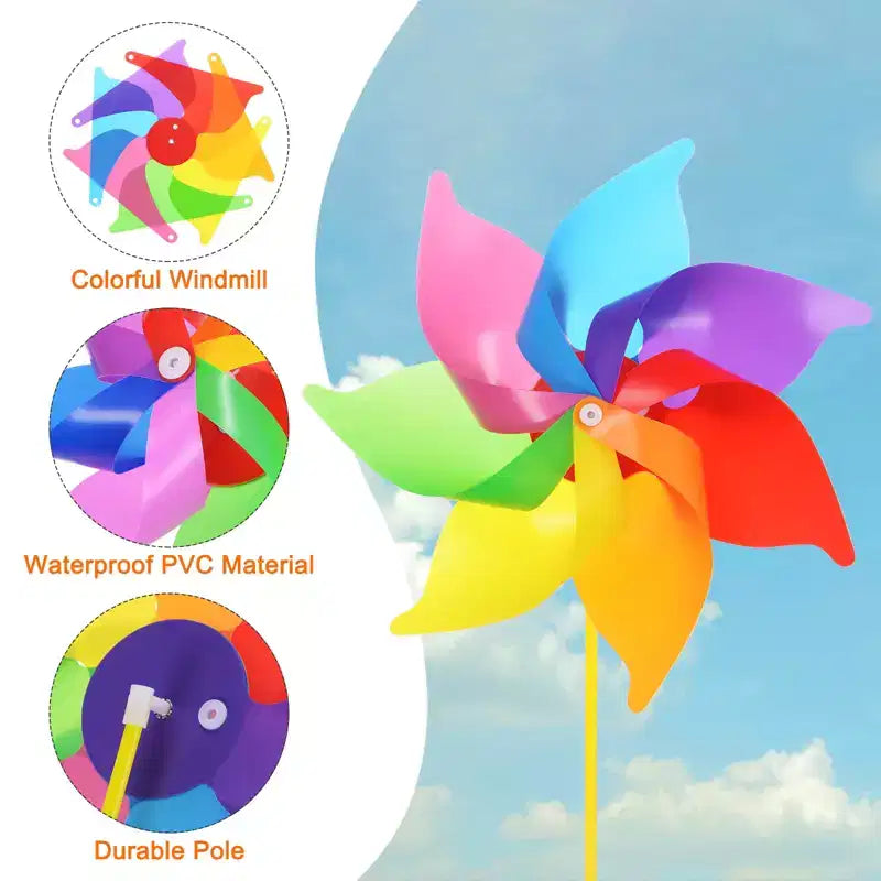 Unique Bargains Moulin à vent décoratif d'extérieur en plastique coloré