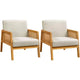 Yaheetech Set of 2 Upholstered Accent Chairs with Rattan Sides for Living Rooms, Bedrooms