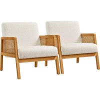 Yaheetech Lot de 2 fauteuils d'appoint rembourrés avec côtés en rotin pour Salons, Chambres