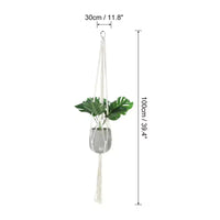Lot de 2 suspensions murales en macramé de coton et bois, 100 x 30 cm, blanc