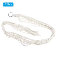 Lot de 2 suspensions murales en macramé de coton et bois, 100 x 30 cm, blanc