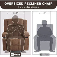 Fauteuil Inclinable Massant et Chauffant Extra Large à Bascule avec Télécommande, 3 Positions Ajustables, Porte-Gobelets et Support Lombaire pour Personnes Fortes et de Grande Taille