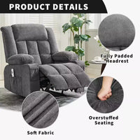 Fauteuil Inclinable Massant et Chauffant Extra Large à Bascule avec Télécommande, 3 Positions Ajustables, Porte-Gobelets et Support Lombaire pour Personnes Fortes et de Grande Taille