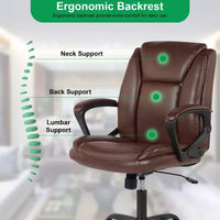 Chaise de bureau BestMassage Chaise de direction en cuir PU respirant avec roulettes