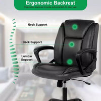 Chaise de bureau BestMassage Chaise de direction en cuir PU respirant avec roulettes