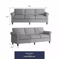 Canapé moderne 3 places en tissu de lin Mjkone avec rivets