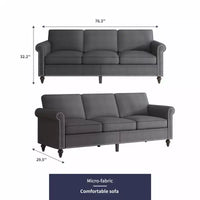 Canapé moderne 3 places en tissu de lin Mjkone avec rivets