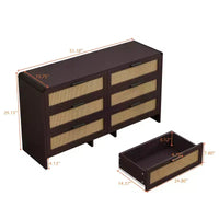 Commode en rotin 6 tiroirs, armoire de rangement d'angle en rotin en forme d'arc pour salon, chambre - ModernLuxe