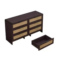 Commode en rotin 6 tiroirs, armoire de rangement d'angle en rotin en forme d'arc pour salon, chambre - ModernLuxe