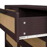 Commode en rotin 6 tiroirs, armoire de rangement d'angle en rotin en forme d'arc pour salon, chambre - ModernLuxe