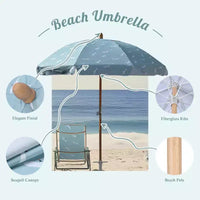 LAGarden Notre parasol de plage portable pour le sable, mât en bois de hêtre, sac de transport