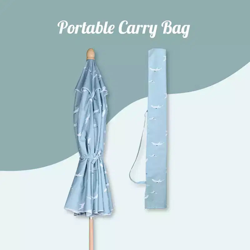 LAGarden Notre parasol de plage portable pour le sable, mât en bois de hêtre, sac de transport