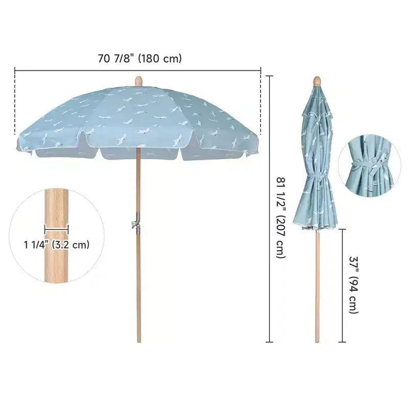 LAGarden Notre parasol de plage portable pour le sable, mât en bois de hêtre, sac de transport