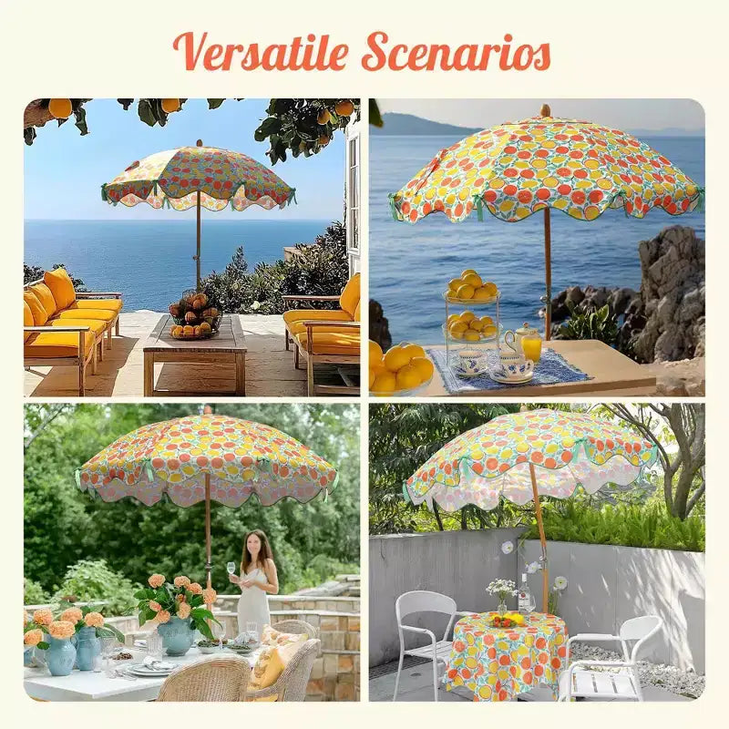 LAGarden Notre parasol de plage portable pour le sable, mât en bois de hêtre, sac de transport