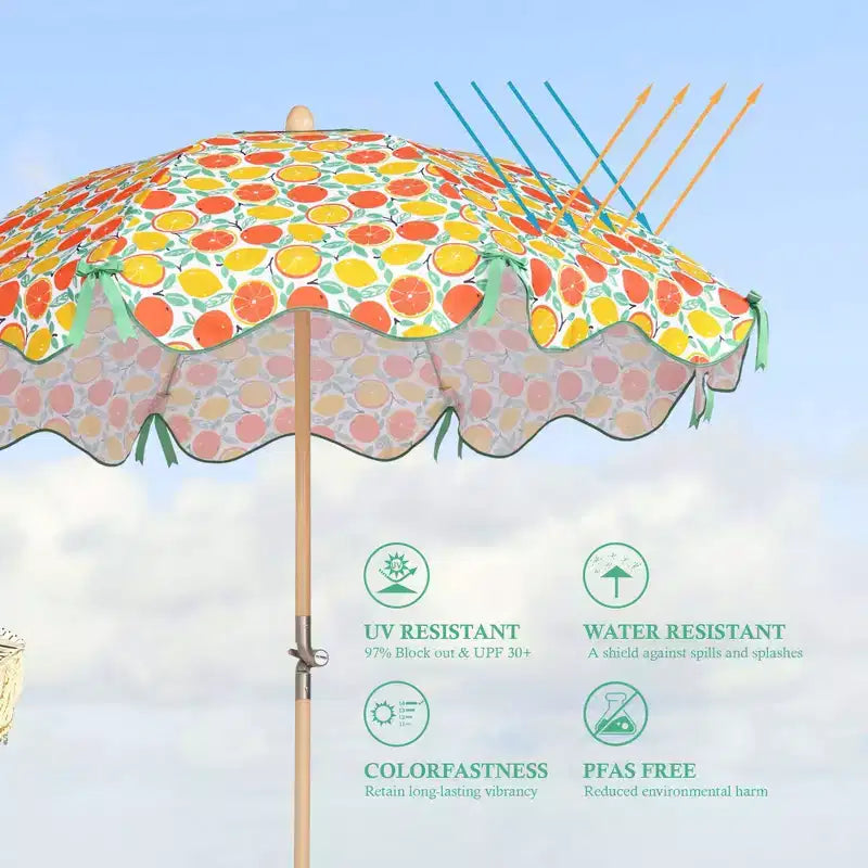 LAGarden Notre parasol de plage portable pour le sable, mât en bois de hêtre, sac de transport