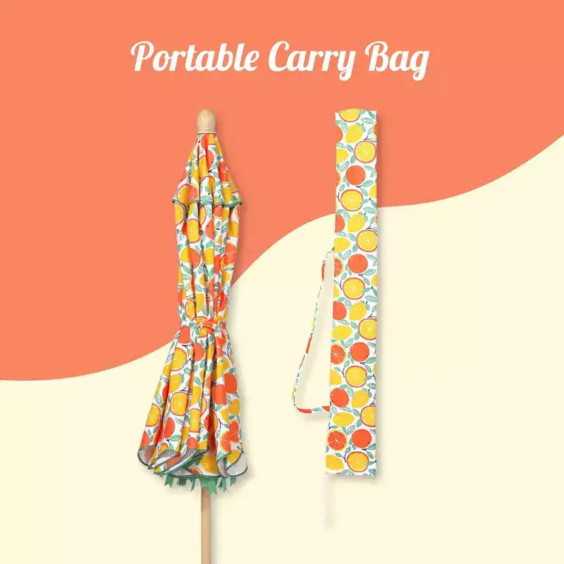 LAGarden Notre parasol de plage portable pour le sable, mât en bois de hêtre, sac de transport