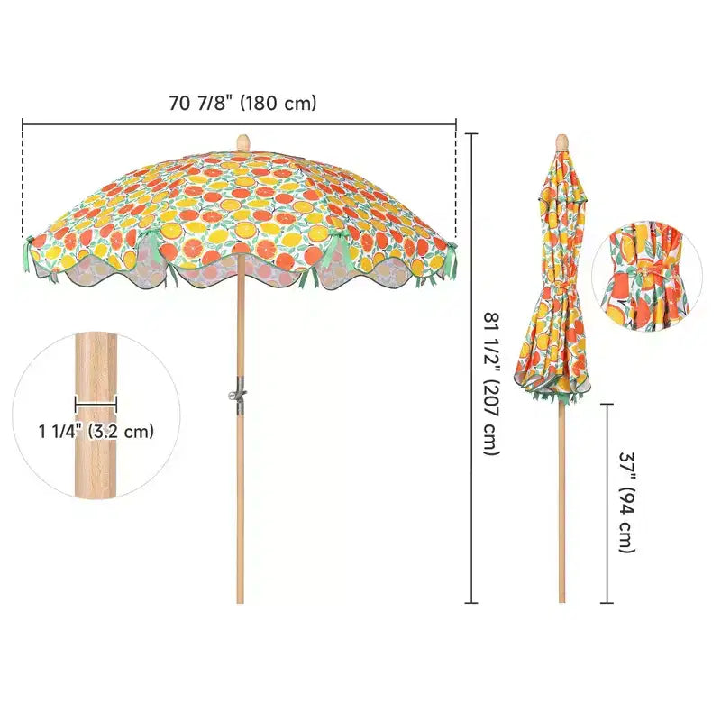 LAGarden Notre parasol de plage portable pour le sable, mât en bois de hêtre, sac de transport